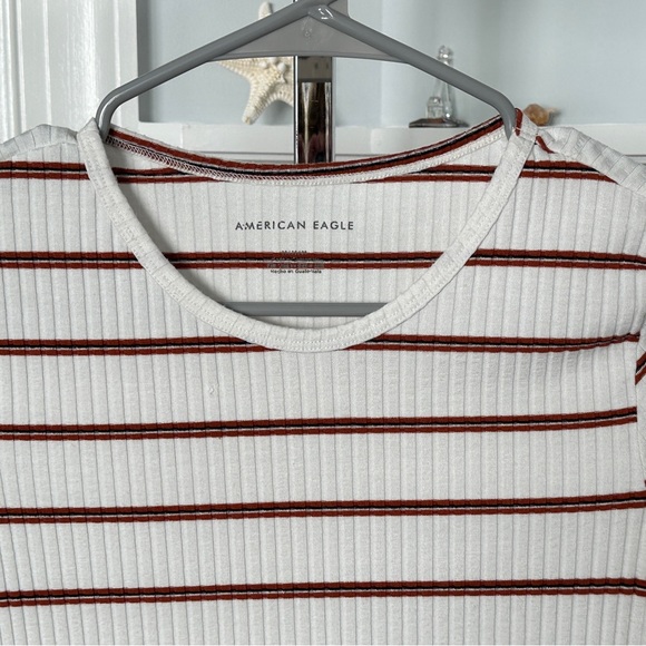 American Eagle Sz M Ribbed Knit Striped Crop Top - Picture 3 of 7